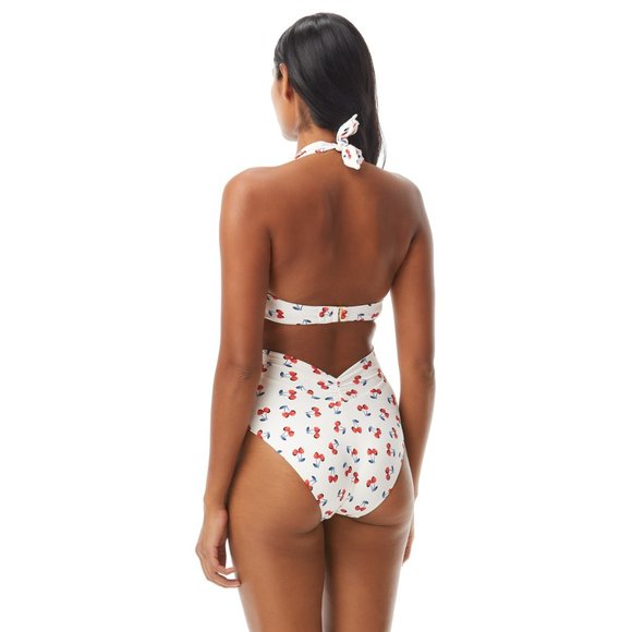 Kate Spade New York Knotted Halter One Piece Swimsuit Cherry Toss - Picture 2 of 7